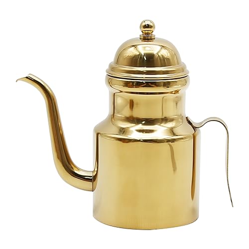 LIDSCURA Distributeur d'huile d'olive en acier inoxydable de 700,4 g, bouteille d'huile d'olive avec poignée antidérapante, flacon distributeur d'huile pour cuisine, restaurant, barbecue (doré)