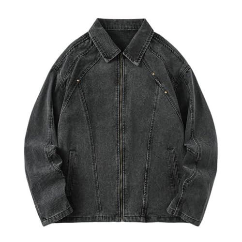 Veste en denim pour homme style coréen blouson d'automne uni