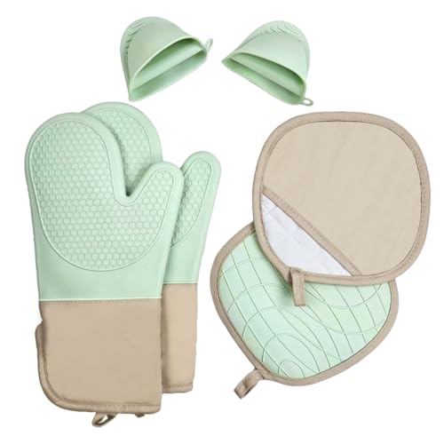 6-Piece Silicone Oven Mitts Set, Heat Resistant