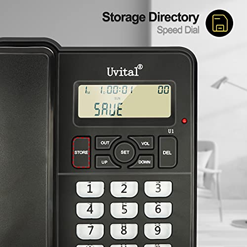 Desktop-Corded-Telephone-for-Home-Landline-Telephone-with-White-Big-Buttons-Ringer-Volume-and-Speakerphone-Volume-Adjustable-Caller-Identification-LCD-Contrast-Adjustable-Backlight-DisplayBlack - Izzgadgets.com