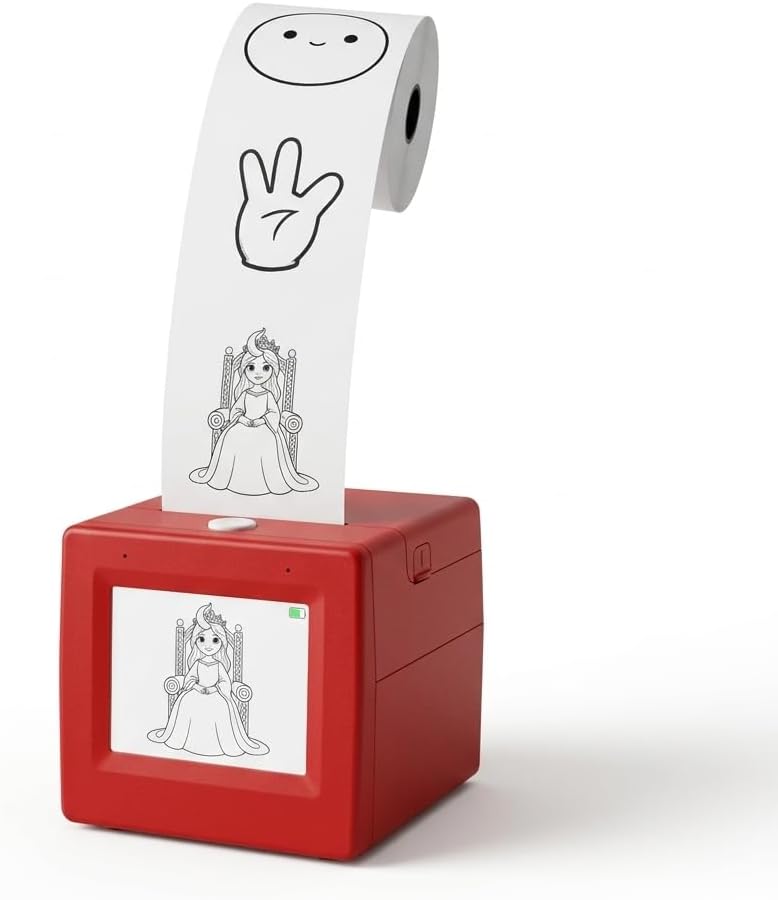 Kids mini Thermal Printer for Challenge Cards clue Notes Activity Sheets and Family Game Materials with Screen Preview and inkless Printing