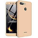 MYLB Xiaomi Redmi 6 Case,360 Degree Full Body Coverage Protection [3 in 1] Anti-Scratch Detachable PC Hard Cover Protective Case for Xiaomi Redmi 6 (Gold)