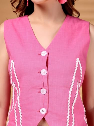 Image of JAIPURFAME Women's Trendy V-Neck Waistcoat With Trousers, Stylish Formal Two-Piece Outfit,Women's Smart Formal Wear Set