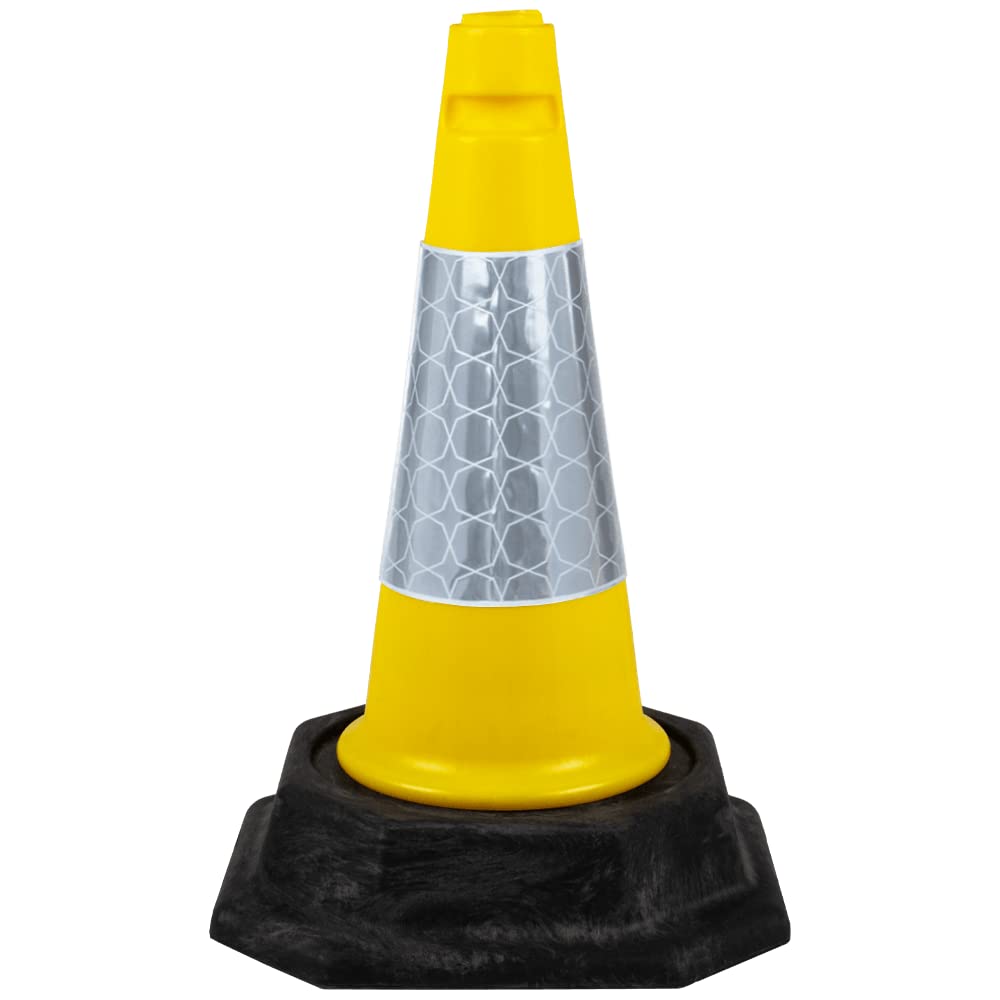 Street Solutions UK - 1 x 460mm Tall Traffic Cones Reflective Sleeve For Indoor And Outdoor Usage, Self Weighted Cones Are Manufactured In The UK Yellow