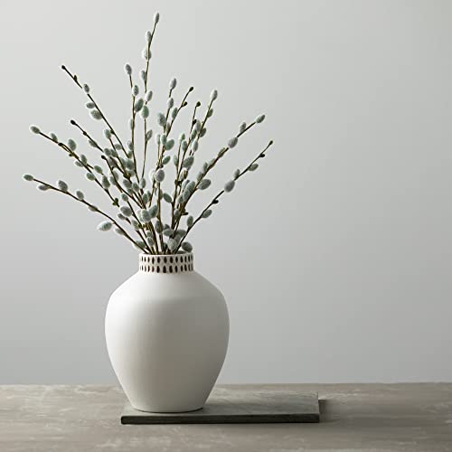Sullivans Textured 8\" Tall Round Vase, Modern Home Decor, White Flower Vase, Vases for Real or Fake Flowers, Living Room, Bedroom, and Office Decor, Decorative Ceramic Vases for Room Decor, (CM3124)