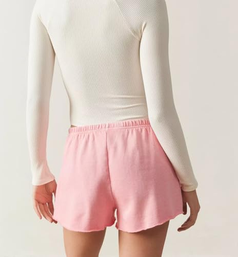 Women Y2K Mini Sweat Shorts Elastic Low Waist Wide Leg Lounge Bottom Cute Drawstring Workout Track Shorts4