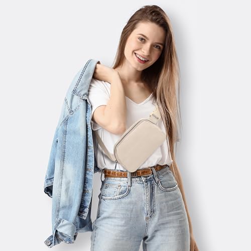 Image of JSJ Mini Fanny Pack for Women & Men,Valentines Day Gifts for Girls Teens Kids Daughter Sister Her,Trendy Stuff Crossbody Bags Cute Everywhere Belt Bags.(Creamy)