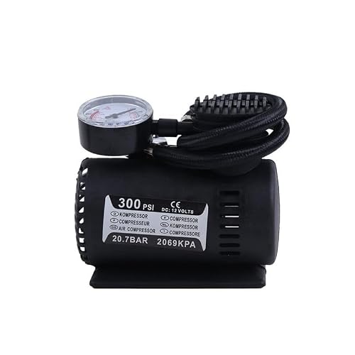 12V Portable Compressor Tire Inflator with Mechanical Pressure Gauge,with 3 Nozzle Adapters,Inflator for Car Tires, Motorcycle, Bike, Basketball, Other Types of inflatables Easy to A1213
