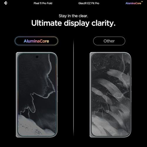 Image of Spigen GlasTR EZ FIT Pro Screen Protector for Pixel 11 Pro Fold | Aluminum Enhanced 10H+ tempered glass, GlasTR EZ Fit auto align tray, 100% clarity, Original touch, Case-friendly, 2Pack