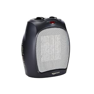 Amazon Basics Calentador de espacio de cerámica, solución de calefacción portátil para interiores, con protección contra sobrecalentamiento y vuelco, termostato, no oscilante, 1500 W, 7.52 pulgadas de