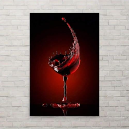 Affiche d'art sur toile vin rouge 60x80cm pour décoration salon moderne