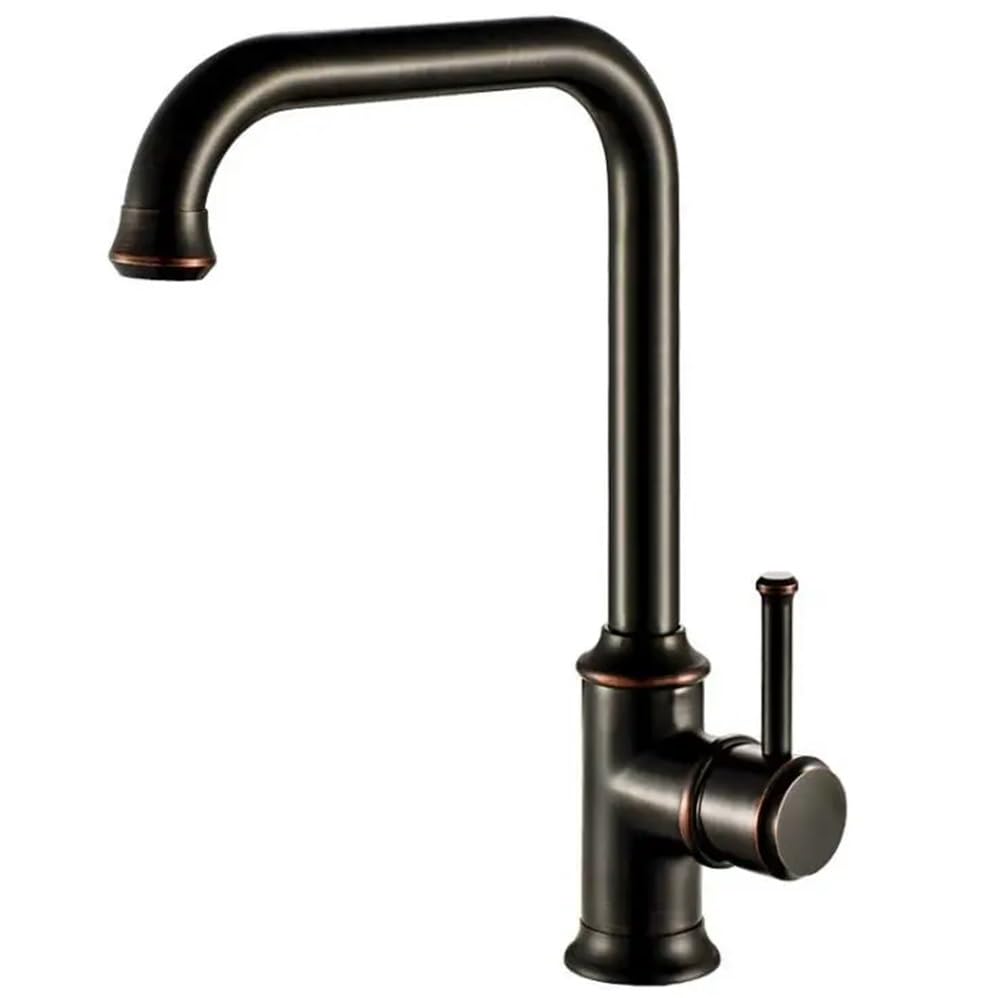 Blyqxs One Color Basin Faucets Antique Color Brass Bathroom Faucets Hot And Cold Water Mixer Tap Contemporary Mixer Tap B516(High Black)