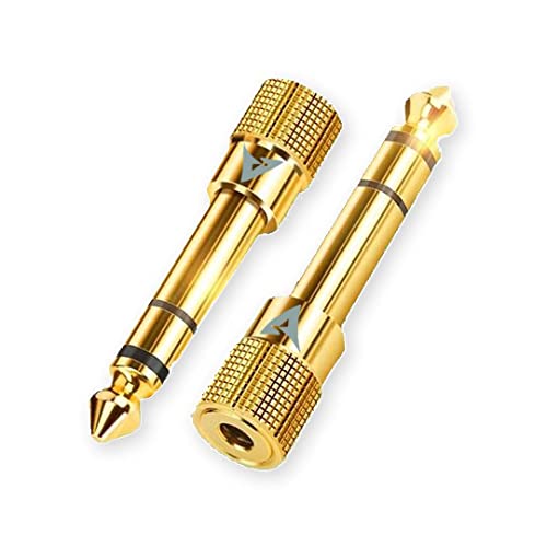 2PCS 3.5mm to 1/4 Adapter 1/8 to 1/4 Adapter Audio Jack Adapter Headphone Jack Adapter Gold Plated 6.35mm to 3.5mm Adapter for Guitar Digital Piano Speaker Amp Headphone