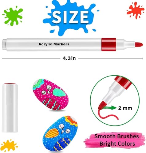 Image of Amitasha 48 Colors Acrylic Fine Point Markers Paint Pen for Wood, Canvas, Stone, Rock Painting, Glass, Ceramic Surfaces, Diy Crafts Making Art School Supplies