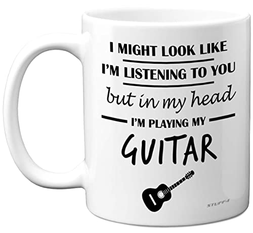 Stuff4 - Regalos guitarra hombres mujeres, en mi cabeza, regalo música guitarristas, guitarristas, regalos divertidos músicos, tazas cerámica 11 onzas aptas lavavajillas