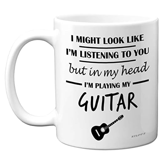 Stuff4 - Regalos guitarra hombres mujeres, en mi cabeza, regalo música guitarristas, guitarristas, regalos divertidos músicos, tazas cerámica 11 onzas aptas lavavajillas