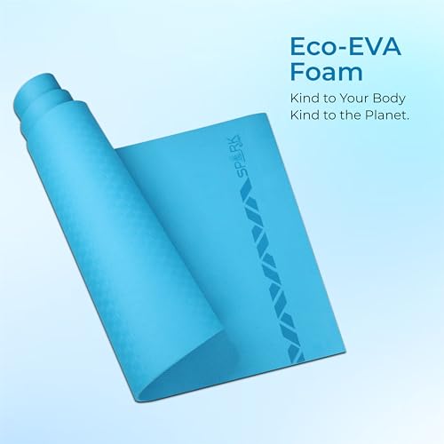 Image of Nivia Spark EVA Yoga Mat for Men & Women, 10 mm with Carry strap, Anti Skid, Exercise Mat for Home Workout, Foldable yoga mat, For Gym Exercise /Fitness (Teal Blue)
