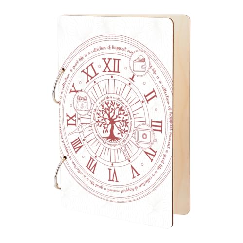 SUPERDANT Album Carte Postale en Bois Album Photo pour Cartes Postales Presentoir Carte Postale Vintage en Forme D'Horloge Arbre de Vie 2 anneau Planificateurs Cadeaux Souvenirs Rangement Photo