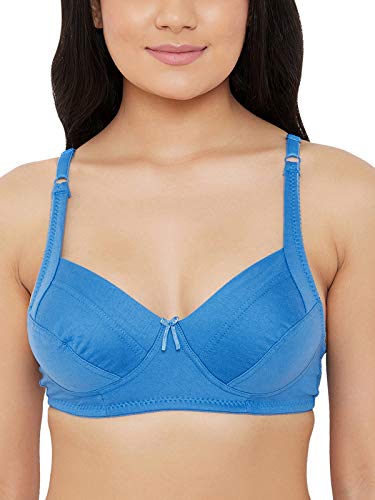 Image of Clovia Women's Non-Padded Non- Wired Bra in Blue - Cotton Rich