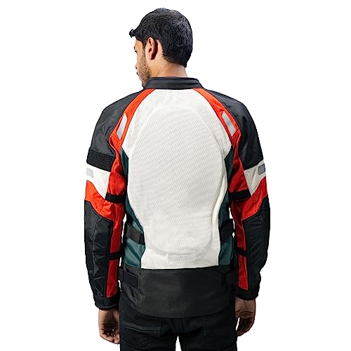 Image of Royal Enfield Mens Streetwind Riding Standard Length Jacket Eco Off-White (Xl) 44 Cm Re Ergo Pro-Tech Ce Level 2 Armour Protection At Shoulder & Elbows, Eva For Back Protection And Comfort