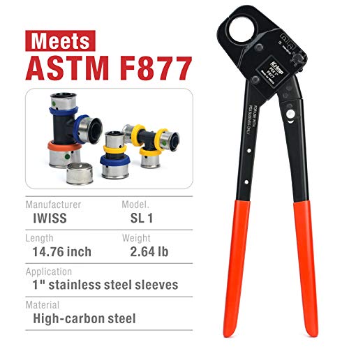 iCrimp Stainless Steel Pressing Sleeves Crimping Tool for PEX Pipe (1-Inch)