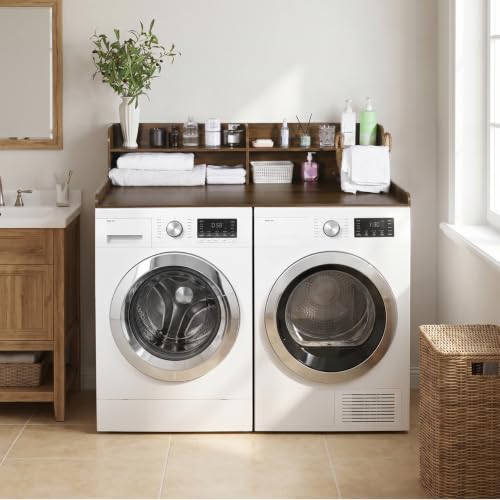 HELLKOPF Washer Dryer Countertop with Shelf, 54" W×27.5" D×11.81" H, Walnut by HELLKOPF - Used condition - Image 8