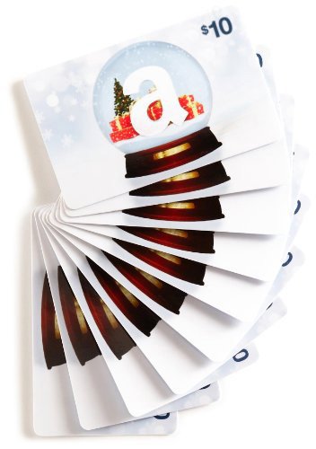 Amazon.com $10 Gift Cards, Pack of 10 (Holiday Globe Card Design)
