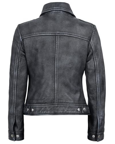 Image of Decrum Vintage Style Women's Leather Jacket - Real Lambskin Casual Leather Jacket for Women
