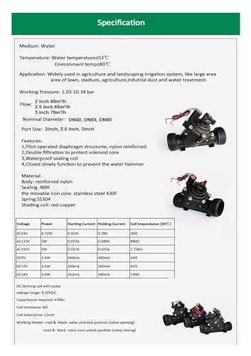 Électrovanne d'irrigation à réglage du débit 3 pouces avec solénoïde normalement ouvert 9-20V - 6