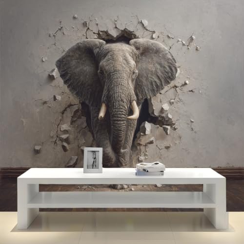 Papier peint panoramique éléphant pour habiller un grand mur vide intissé gris moderne