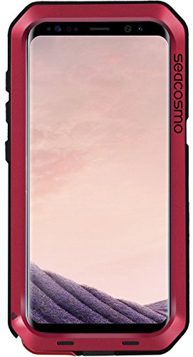 Seacosmo Shockproof Case for Galaxy S8, Full Body Protective Military Rugged Heavy Duty Aluminum Dual Layer Bumper Case Cover, Red