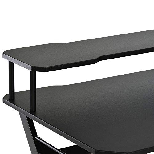 Homcom 55 Inch Gaming Desk Racing Style Computer Office Pc Gamer Workstation With Elevated Monitor Stand, Headphone Hook, Black #TOP7