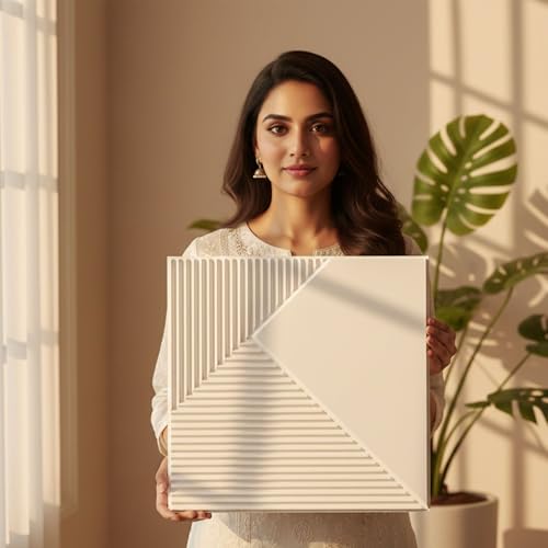 Image of Kayra Decor 3D PVC Wall Panels for Bedroom & Living Room | Fluted 1 Design | White Color | 19.7 x 19.7 Inch | Pack of 12 | 32.28 Sq Ft
