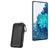 BoxWave Power Bank Compatible with Samsung Galaxy S20 FE – Solar Rejuva PowerPack (10000mAh), Solar Powered Backup Power Bank 10000mAh – Jet Black