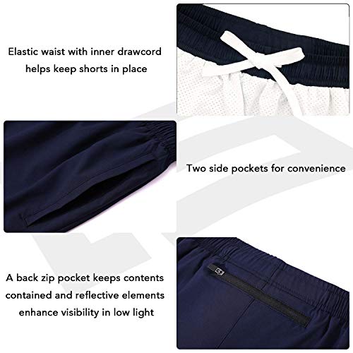 Ggk Mens 5 Inch Running Shorts Lightweight Quick Dry Athletic Shorts For Workout Gym Training With Back Zipper Pockets Navy Blue #TOP5