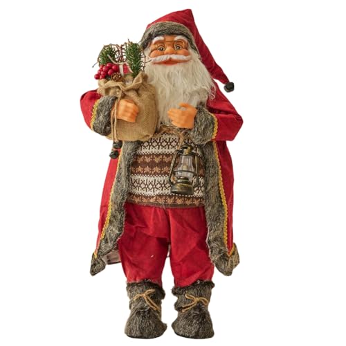 Aublinto Figura Decorativa de Papá Noel de Pie, 60 cm - Decoración Navideña de Punto para la Casa de Vacaciones