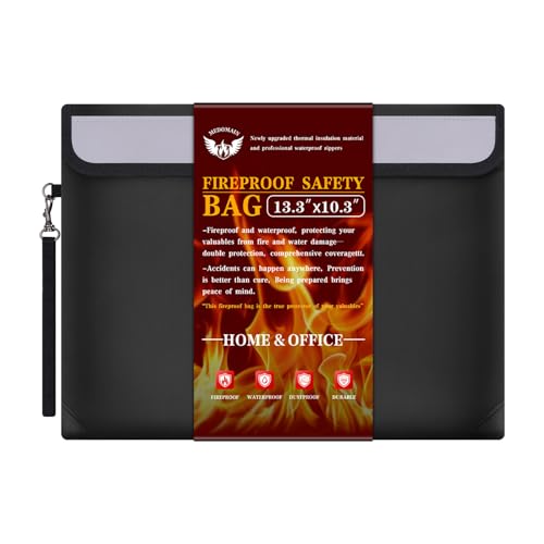 Fireproof Money Bag for Cash 13.3"x10.3", Fireproof Document Bag & Passport Holder & Important Document Organizer, Waterproof Fireproof Bag for Home Office Travel, Money Bag with Zipper, Cash Safe