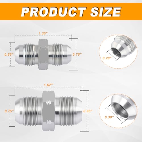 Image of Hydraulic Hose Adapter | 1 /2 inch JIC Male - 1 /2 inch JIC Male, JIC 37 Flare Straight Union Fitting, Carbon Steel - 15 Pack