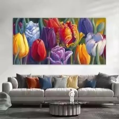 Impressions sur toile de fleurs colorées œuvre d'art murale 60x120cm