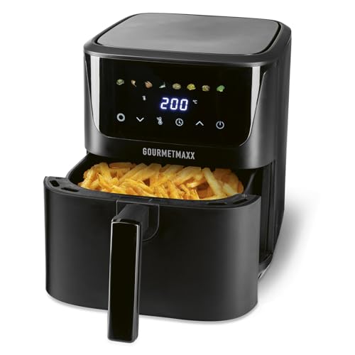 GOURMETmaxx Heißluftfritteuse 6,5 L, 1600 W schwarz – digitale Airfryer Fritteuse mit LED-Touchdisplay & Timer | fettarm frittieren, grillen & backen GOURMETmaxx Heißluftfritteuse 6,5 L, 1600 W schwarz – digitale Airfryer Fritteuse mit LED-Touchdisplay & Timer | fettarm frittieren, grillen & backen