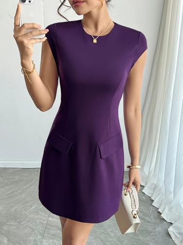 RANPHEE Women's Elegant Crew Neck Cap Sleeve Pencil Dress Ladies Spring Summer Semi Formal Graduation Party Dresses4