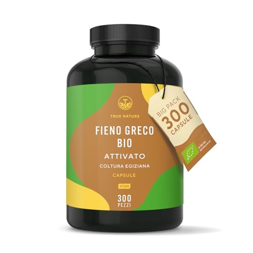 Bio Fieno Greco (attivato) - 300 Capsule - Alto dosaggio 2.600mg - Fieno greco integratore (Fenugreek) Materia prima di alta qualità - Vegano, testato in Laboratorio, produzione Tedesca - TRUE NATURE