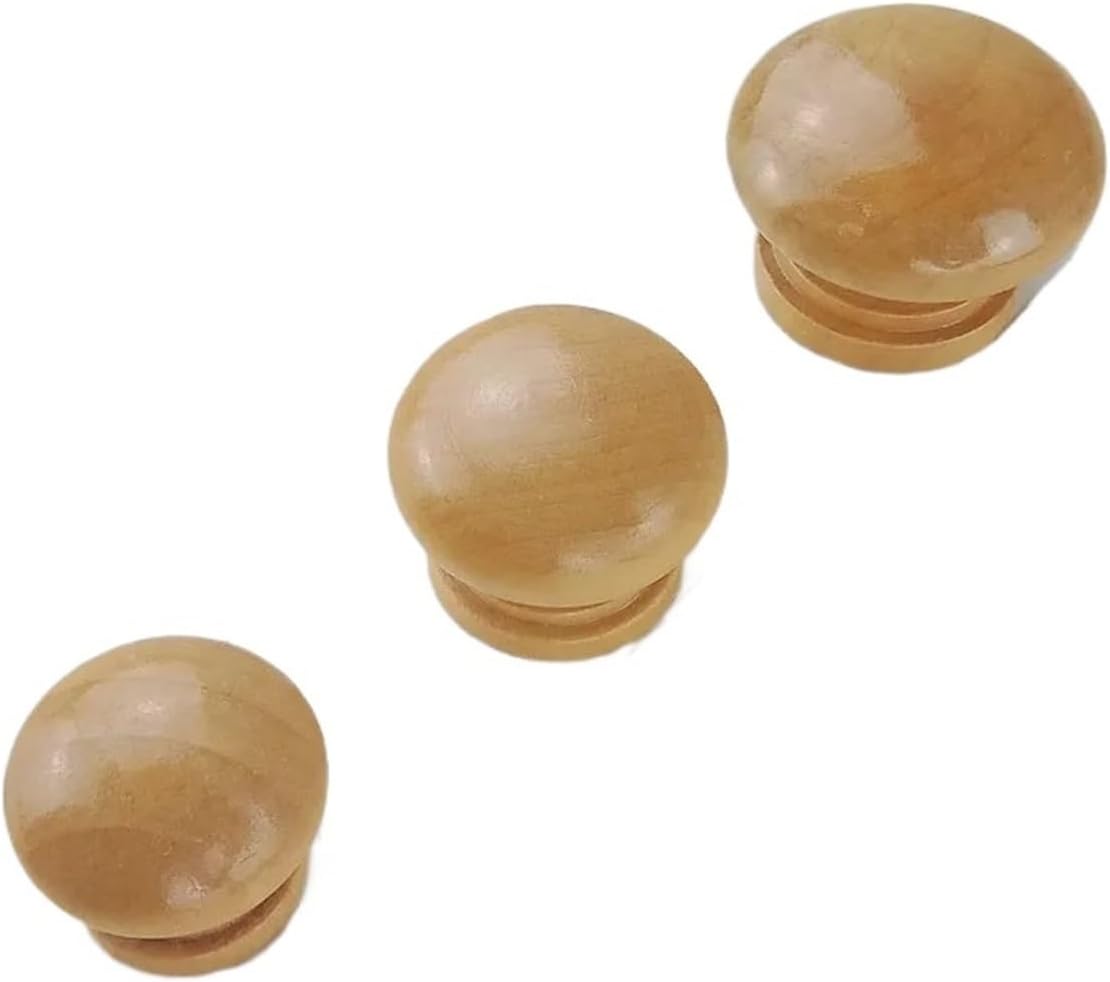 Round Wooden Knobs Furniture Solid Wood Sliding Door Drawer Wardrobe Kitchen Cabinets Cupboard Pulls Push Handles 5Pcs(34mm)