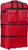 Rolling Wheeled Duffle/duffel Bag/spinner Suitcase Luggage Expandable (30 inch, Red)