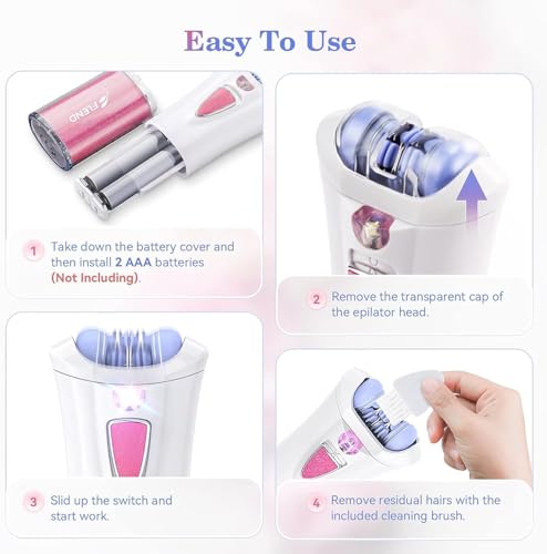 Mini Epilator, Facial Hair Remover for Women, Full Body Smooth Glide Epilator, Portable Electric Lady Shaver for Face, Armpits, Arms, Bikini, and Legs, with 9-Tweezers with LED for Precision