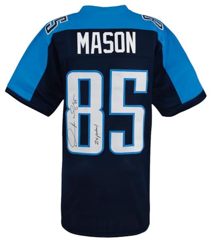 Tennesee Titans Derrick Mason Signed Blue Custom Football Jersey w/2x Pro Bowl