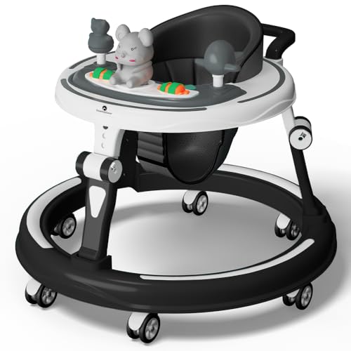 StarAndDaisy 360 Baby Walker 6-24 Months / 7 Level Height Adjustment Walker for Kids Boy and Girl with Switchable Food & Musical Toy Tray/Premium Baby Activity Walker - Black