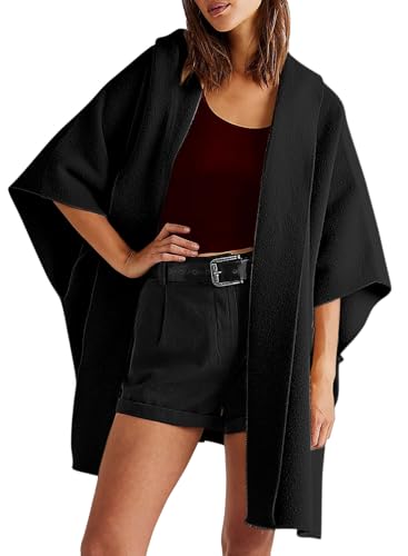 Image of CHARTOU Women Hooded Kimono Cardigan Sweater Oversized Open Front Cardigan Jacket