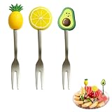 Mini Zahnstocher Edelstahl 3er Set Bunt Fruchtspieße Wiederverwendbar