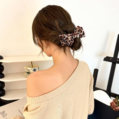 Pinzas para el cabello con lazo de estampado leopardo 4 piezas miniatura 4